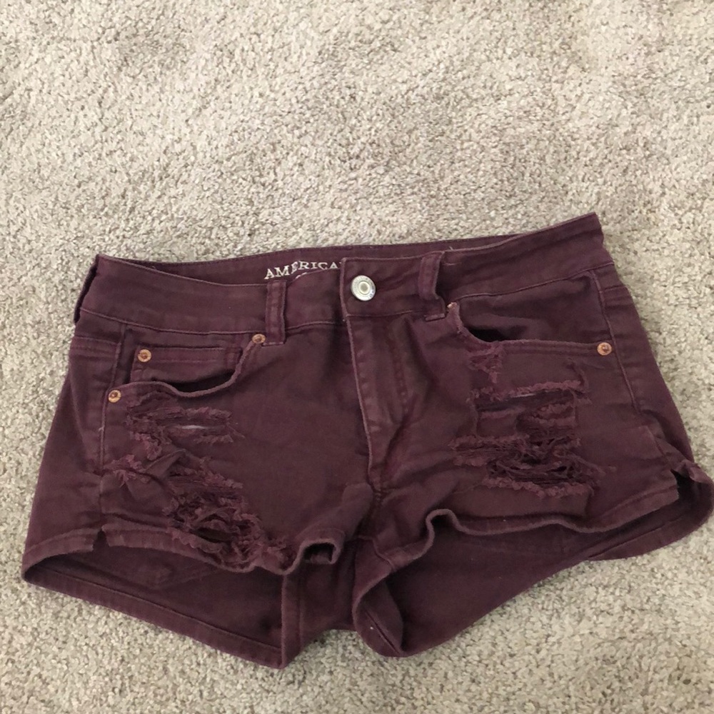 Maroon jean shorts